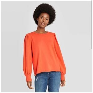 Universal thread, orange puff sleeve sweater size small